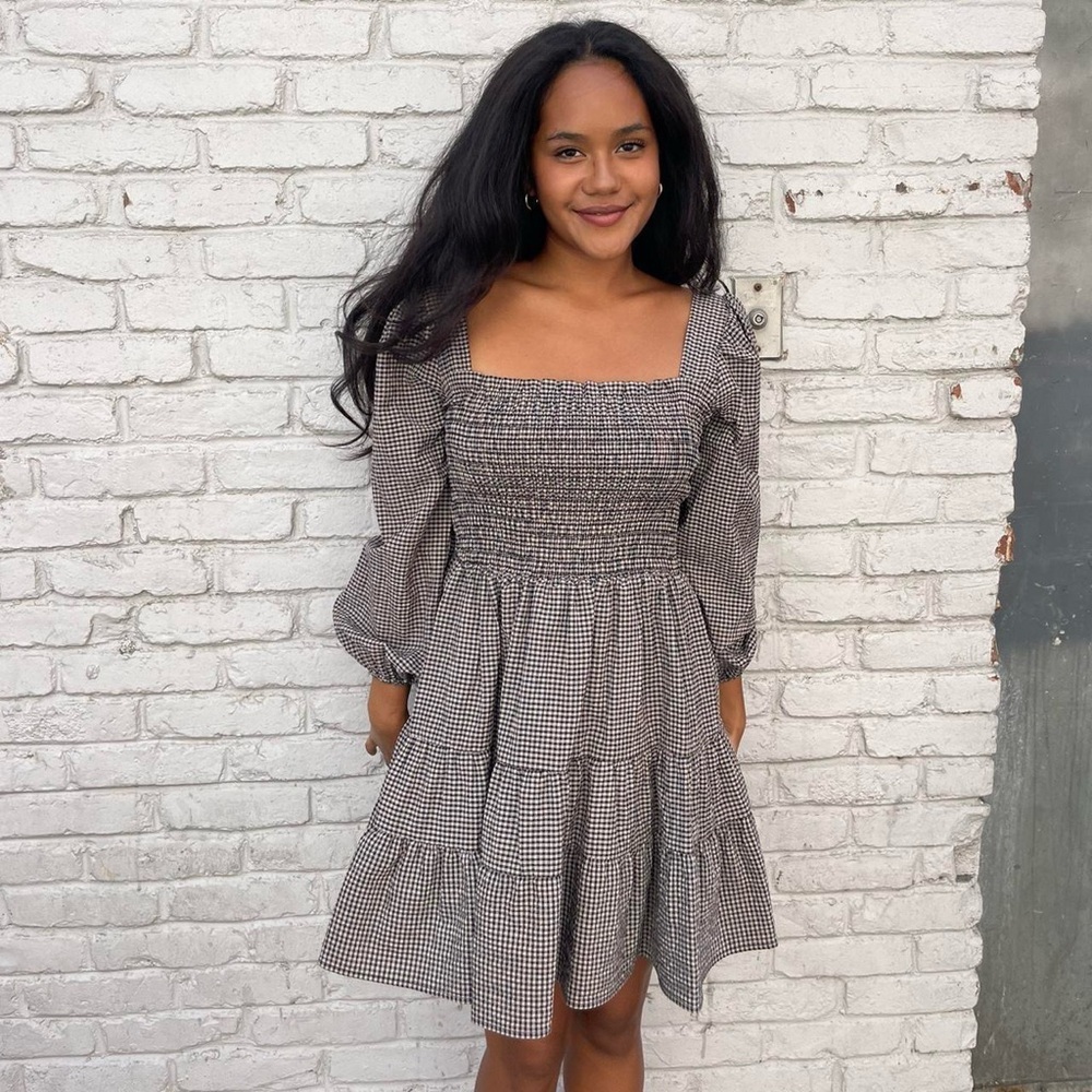 NWT self contrast Edvina plaid bohemian mini dress / sold at anthro $135